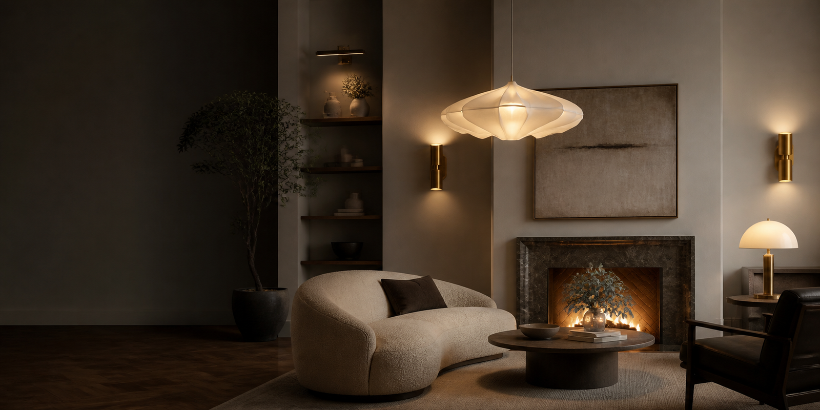 Curated modern lighting in an elegant interior